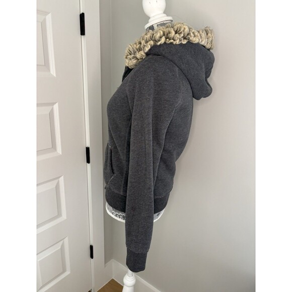 Abercrombie & Fitch A&F Y2K Winter Fur Hoodie Full Zip Jacket Sz medium Vintage - Picture 4 of 5